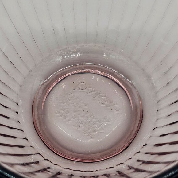 Pyrex Sculptured Cranberry Serving Bowl 6" ribbed patterned glass translucent - Picture 4 of 9